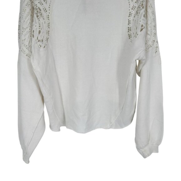 Free People Movement Sun and Done Sweatshirt in Ivory size Small Crochet Trim - Picture 9 of 14